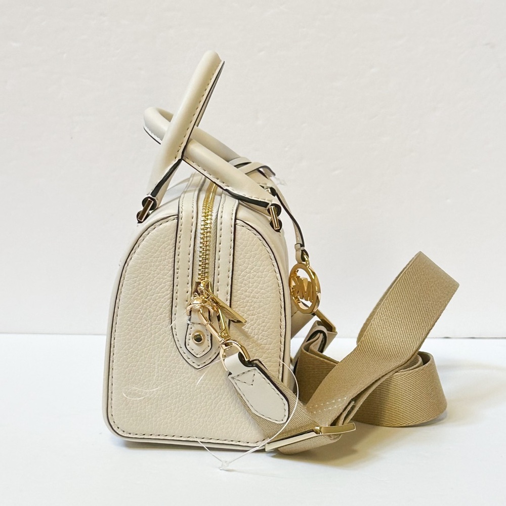 Michael Kors Jet Set Travel Medium Satchel Shoulder Duffle Bag MK Light Cream - Picture 8 of 11